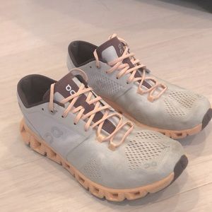 On Cloud running shoes. Used with some wear showing. Great shoes for the price!